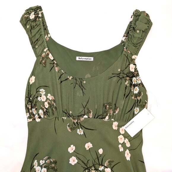 NWT Reformation | Green Floral Demy Midi Dress "Lomita" | Size XL - Picture 10 of 13